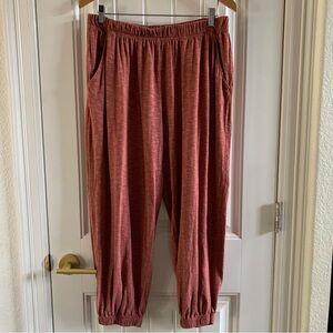 Garnet Hill Oasis Knit Pleated Pajama Pants in Sunset Coral | Medium